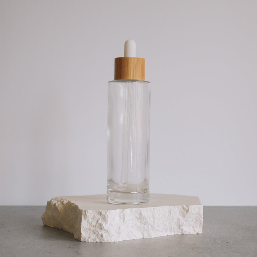 Clear Glass Bottle with Bamboo Dropper 100ml